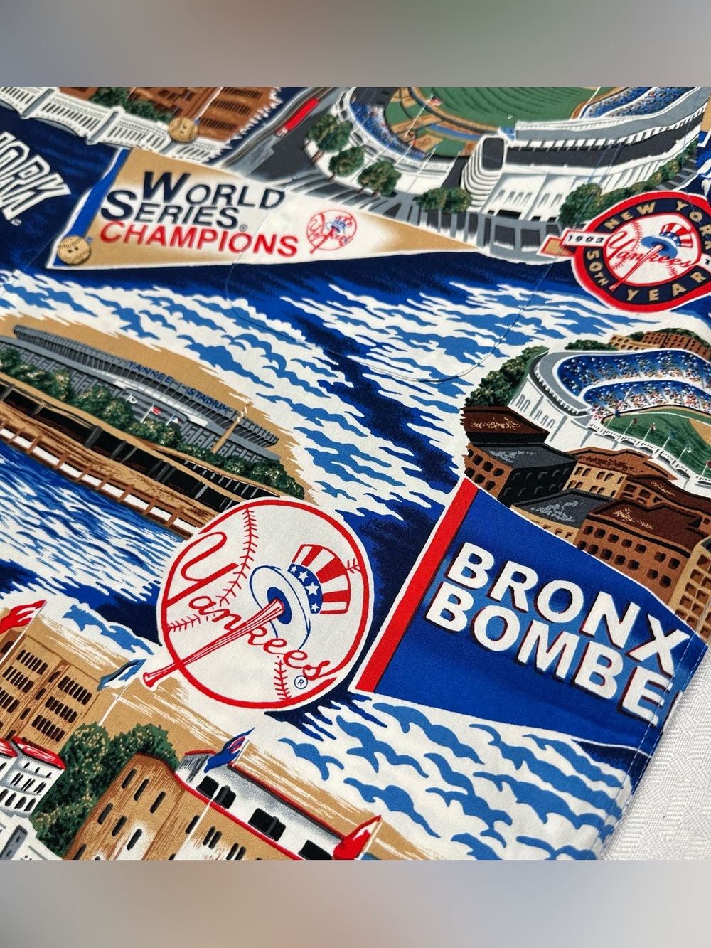 VTG Reyn Spooner New York Yankees Bronx Bombers MLB Aloha Hawaiian Shirt Mens XL